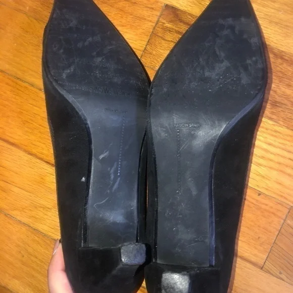 Stuart Weitzman Black Suede Russell Bromley Kitten Heels - Picture 7 of 14